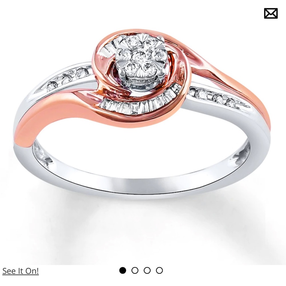 Diamond Ring 1/5 ct tw Baguette & Round 10K Two-Tone Gold